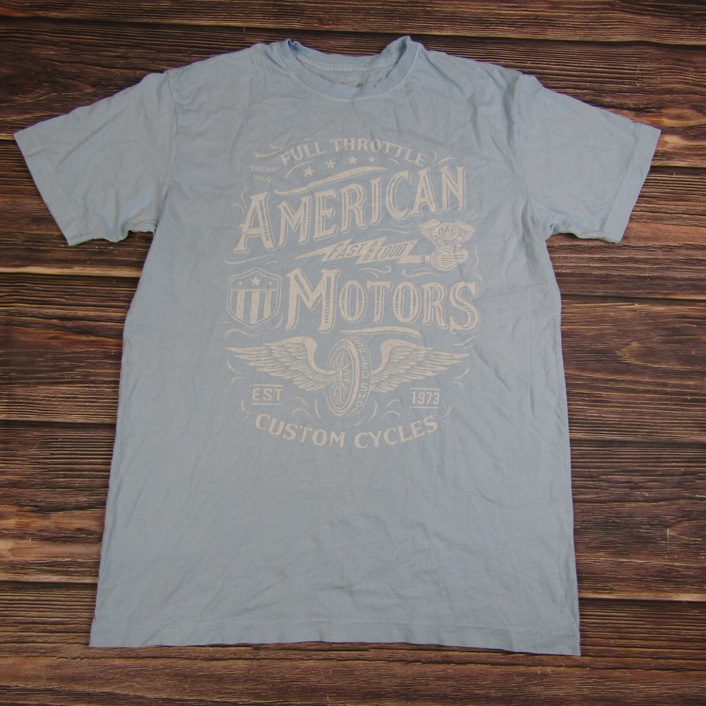 Affliction Mens Medium T Shirt Biker Motorcycle USA American Customs‎ Blue
